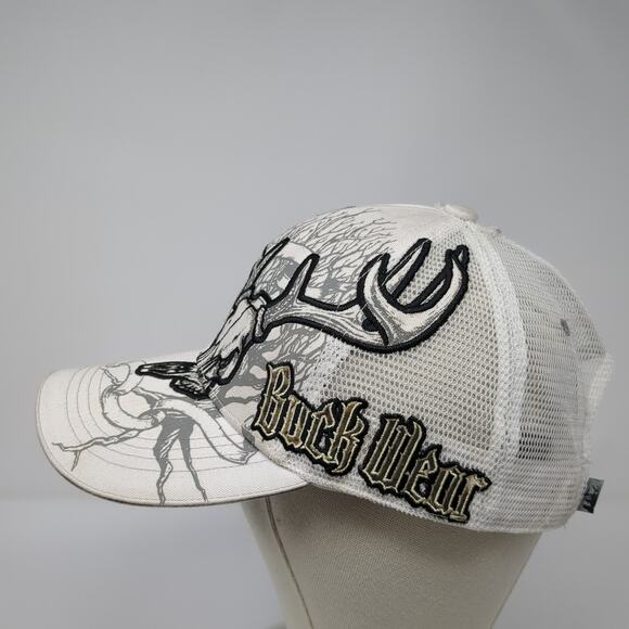 Buck Wear Strapback Trucker Hat White One Size Adjustable Embroidered Mesh Back - Picture 3 of 10